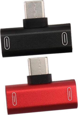 2PCS USB C شاحن سماعة رأس محول النوع C ذكر الإناث المزدوج AUX AUX AUX AUX PD محول الشحن السريع in Kuwait