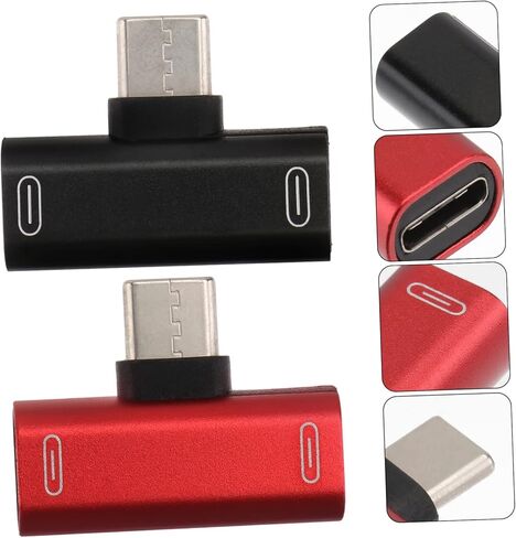 2PCS USB C شاحن سماعة رأس محول النوع C ذكر الإناث المزدوج AUX AUX AUX AUX PD محول الشحن السريع in Kuwait
