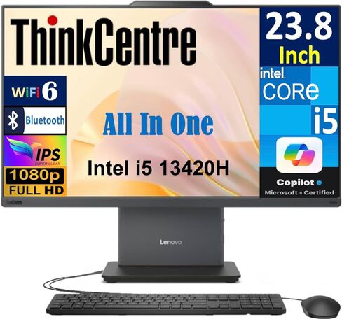 Lenovo ThinkCentre Neo 50a Gen 5 Business All-in-One 23.8 "Display FHD (Intel I5-13420H ، 64GB DDR5 ، 8TB SSD ، COPILOT ، WIFI 6 ، Bluetooth 5.2 ، WebCAM ، 2 HDMI ، Win 11 Pro) مع لوحة المفاتيح والمساء in Kuwait