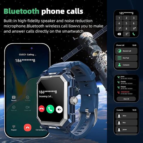 Alpha Gear Indestructible Smart Watch for Men Military Tactical 680mAh Rugged Military Smartwatch Android iPhone IP68 Waterproof Fitness Tracker Health Watch Blood Pressure Sleep Monitor Step Counter in Saudi Arabia