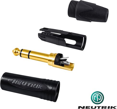 Best Worlds Best Cables 4 وحدات - 1 قدم - CABLE TRS المتوازن مصنوعة مخصصة باستخدام سلك Mogami 2549 (أسود) و Neutrik NP3X -B Gold TRS STESTER in Kuwait