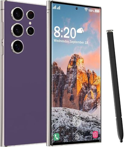I24 Ultra 5G Unlocked Phones, 8+256GB Android13 Smartphone Battery 6800mAh 6.8" HD Screen Unlocked Cell Phone,48MP+108MP Camera/Built in Pen/Dual SIM/Fingerprint Lock/Face (Green) (Purple) in Saudi Arabia