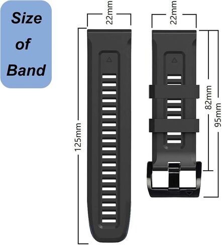 22mm Watch Band for Garmin Fenix 5/Fenix 6/Fenix 7/Fenix 8 47mm/Fenix E 47mm, Soft Silicone Band Strap Wristband with Quick Fit for Garmin Smart Watch in Saudi Arabia