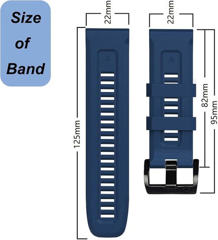 22mm Watch Band for Garmin Fenix 5/Fenix 6/Fenix 7/Fenix 8 47mm/Fenix E 47mm, Soft Silicone Band Strap Wristband with Quick Fit for Garmin Smart Watch in Saudi Arabia