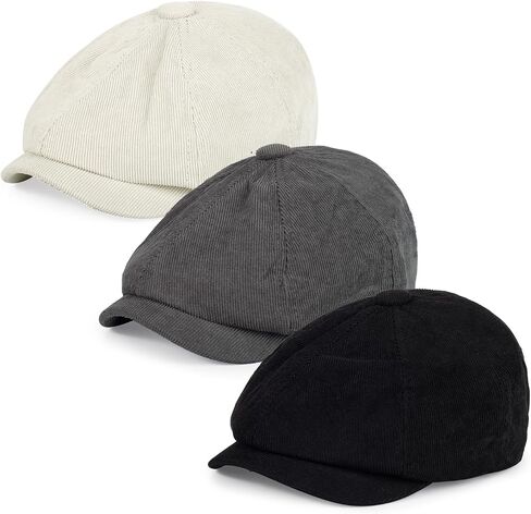 3Pcs Newsboy Hat for Men Women Elastic Corduroy 8 Panel Flats Cap in Saudi Arabia