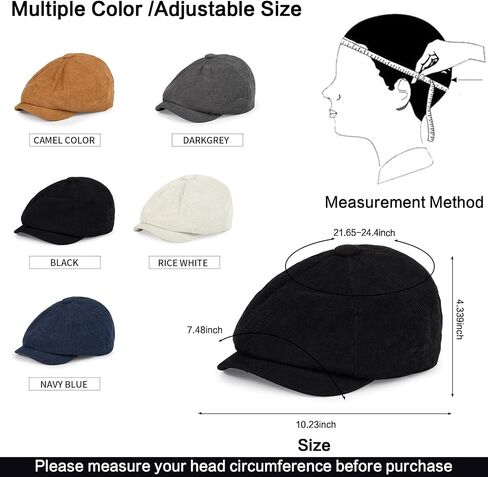 3Pcs Newsboy Hat for Men Women Elastic Corduroy 8 Panel Flats Cap in Saudi Arabia