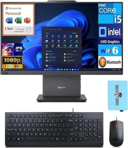 Lenovo ThinkCentre Neo 50a Gen 5 Business All-in-One 23.8" IPS FHD Display (Intel i5-13420H, 32GB DDR5, 4TB PCIe SSD, Intel UHD, WiFi 6, Win 11 Pro) w/MS 365 Personal, DKZ USB Port Expander in Saudi Arabia