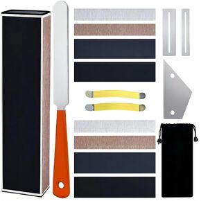 16PCs Guitar Diy Tools Fret File Crowning, Fret Rocker, Fret End Dressing File, Fret Wrap, Fret Leveling Beam, Fret Polishing Kit, Fingerboard Guards, String Spreaders Sanding Papers for Guitar Bass