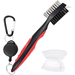 Golf Club Brush Groove Cleaner with Retractable Zip-line and Aluminum Carabiner Lightweight and Stylish Easily Attaches to Golf Bag Cleaning Tools for Golf Clubs Spikes