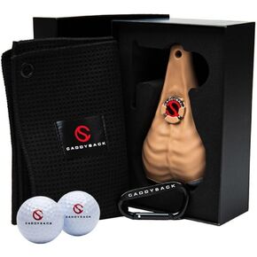 Golf Ball Holder and Dispenser with Golf Towel, 2 Golf Balls, Golf Ball Marker, Carabiner, Gift Box - Easily Attaches to Golf Bag, Belt or Cart - Fun and Functional Novelty Golf Gift