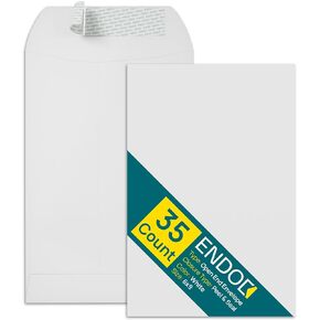 6x9 Envelopes Self Seal - 35 Pack - Open End Mailing Envelopes for Catalogs, Presentations, Newsletters - Plain Envelopes 6 x 9 with Peel and Seal Closure - Blank Bright White 28lb Heavyweight Paper