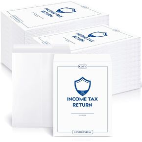 200 Pcs Income Tax Return Envelope for Tax Preparers 9 x 12 Inches Open End Security Envelopes for Office Business Legal Documents Catalog Paper Mailing, White