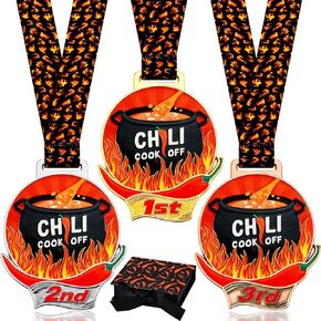 3 Pcs Chili Cook Off Metals for Prizes 1st 2nd 3rd Place Medals Winner Medals Chili Cook Off Prizes Chili Cook Off Decorations Chili Cook Off Trophies
