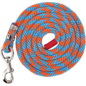 Horse Lead Leash, Dog Training Rope Tie Out Line Check Cord Recall Braided Tug Resistant Hardware Swivel Snap for Outdoor Camping Playing Backyard Horsemanship Equestrian Livestock Pet(Blue Orange)