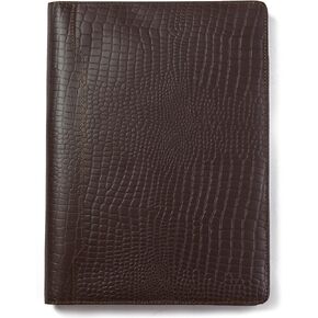 Wanderings Brown Alligator Pattern Leather Padfolio - 10x13" - Professional Organizer and Resume Folder Crocodile Leather Print Document Portfolio with Writing Pad. Ideal Gift for Men and Women