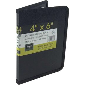 Filexec Products Art Presentation Book, 4"x6", 24Page/48 Views, Pack of 2 (50488-93030), Black