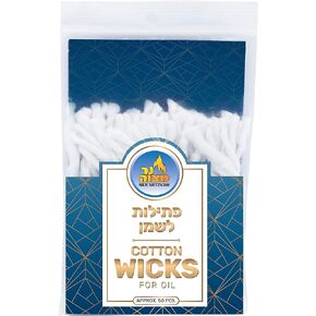 Ner Mitzvah Cotton Wicks – 50 Pack (Approx.) – for Oil Cup Candle Lighting, Easy to Use and Multipurpose
