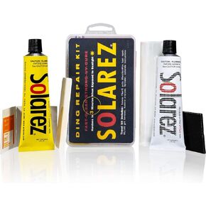 SOLAREZ UV Cure Surfboard Ding Repair Econo Travel Kit - Polyester Resin and Polyester Microlite Filler + Sanding pad + Spreader Card - Repair on The Go! ~Made in The USA