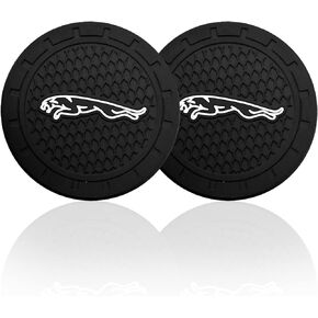 Car Cup Holder Coaster 2pcs Car Coasters 2.76 Inch Anti-Slip Shockproof Universal Silicone Cup Coasters Car Cup Holder Coaster Cup Holder Insert Coaster with Car Logo for Jaguar