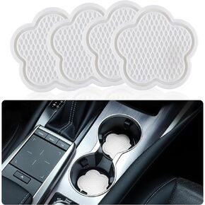 GaRhomxy Car Cup Coaster, 4pcs Universal Non-Slip Cup Holder Coaster, PVC Flower Shaped Car Cup Holder Coaster, Crystal Car Accessories Interior (Black)