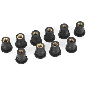 10Pcs M5 Well Nuts Kit,Rubber Windshield Well Nuts 5mm/0.2in Metric Motorcycles Windshield Bolts Wellnut,Black