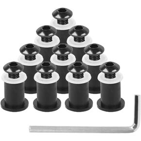 M5 15mm Fairing Bolt Kit Screws Nuts Washers Mounting Kits for Motorcycle Windshield Windscreen Body Work Bolts,Black