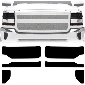 NDRUSH Blackout Headlights Foglight Vinyl Tint Film Precut Overlay Wrap Cover Compatible with Chevy Silverado 1500 2016 2017 2018