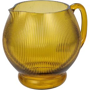 Bloomingville Round Ribbed Glass Pitcher, Amber