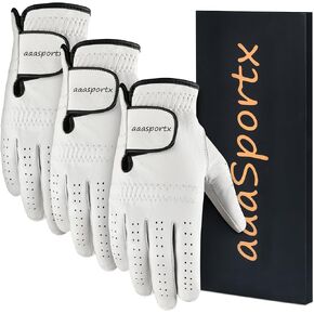 Golf Gloves Men 3 Pack for Golfer (Worn On Left/Right Hand) Golf Glove Breathable Comfotable Fit Great Golf Gifts