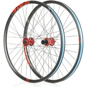 XF2046 Classic MTB Mountain Bike Front & Rear Tubeless Wheelset for Shimano 8-11S - 26/27.5/29" Black Red