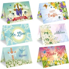 gisgfim Easter Greeting Cards with Scripture - Includes 24 Cards & Envelopes & Sealing Stickers, Religious He is Risen Easter Note Cards with Inspiring Bible Messages for Christians and Catholics