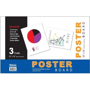 BAZIC Poster Board 22" X 14" White Poster Board Paper for School Craft Project Presentation Drawing Graphic Display (3/Pack), 1-Pack