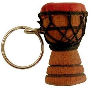Djembe Drum Key Chain - Solid Carved Wood, Goat Skin, and Rope!