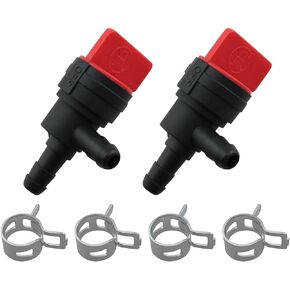 Cut Off Valve DGZZI 2PCS 1/4Inch 90 Degree Gas Fuel Shut Off Switch Valve with 4PCS Clamps for 494768,493960,698183,698181,697947,5019H Lawn Tractor