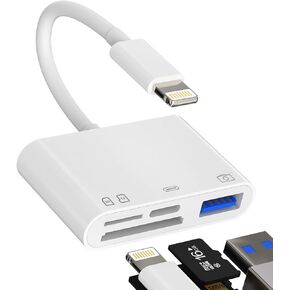 Camera Memory SD Card Reader Compatible for iPhone,Compatible with Lightning Male to USB Female OTG Adapter Micro TF Power Charging Splitter Charger Connector for ipad 12 11 xs xr x Camera
