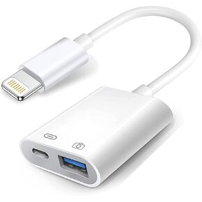 Apple Lightning to USB Camera Adapter with Charging Port, USB 3.0 OTG Cable for iPhone/iPad to Connect Card Reader, USB Flash Drive, U Disk, Keyboard, Mouse, Hubs, MIDI, Plug & Play