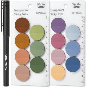 Mr. Pen- Transparent Sticky Notes, 560 Pcs, Assorted Colors, Round Translucent Sticky Notes, Sticky Note Tabs, See Through Sticky Notes Transparent, Bible Sticky Notes