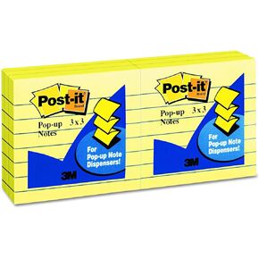 3M R335YW Post-It Lined Pop-Up Notes, 3 x 3, Yellow, 100 Sheet Pad, 6/Pack