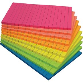 Better Office Products Lined Sticky Notes, 4 x 6, 10 Pack, 500 Sheets (50/Pad), Self Stick Notes with Lines, 6 Bright Assorted Colors, Post Memos, Strong Adhesive, 10 Pads