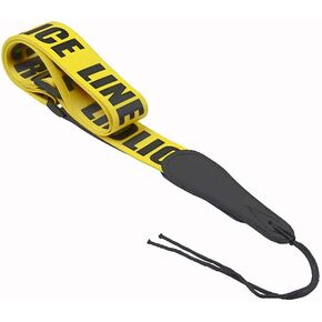 Acoustic Electric Guitar Strap Woven Cloth Leather End Police Line Do Not Cross Width 5cm 2" Length 92-154cm 36-60" Yellow Black