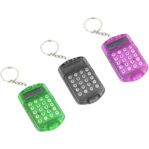 NUOBESTY 3pcs Pocket Calculator Key Ring Tiny Small Portable Mini Electronic Calculator for Kids Home Students School (Random Color)