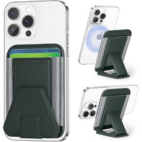 Magnetic Wallet Card Holder Compatible with MagSafe Wallet Stand for iPhone 15/14/13/12 Series, Leather Magnetic Phone Wallet with Adjustable Stand, Minimalist EDC, Fit 7 Cards, Black
