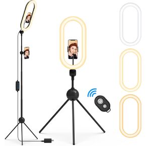 Ring Light with Stand and Phone Holder, 14" Selfie Lights 77" Tall Tripod with Remote Compatible with iPhone Phone LED Halo Standing Lighting for Makeup TikTok YouTube Camera Photography Zoom Videos