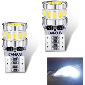 Pack-2 Car Wide Lights, 3W Led Light Bulbs, Aluminum Reading Lights, License Plate Lights, Instrument Lights, Auto Bulb Replacements, Universal for Most Cars, Trucks, SUVs (White)