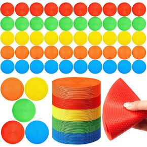 100 Pcs Spot Markers Anti Slip Rubber Poly Spot Agility Dot Markers Floor Spot Colorful Flat Field Cones for Soccer Basketball Speed Agility Training (Bright Color,Simple Style,7.8") in Saudi Arabia