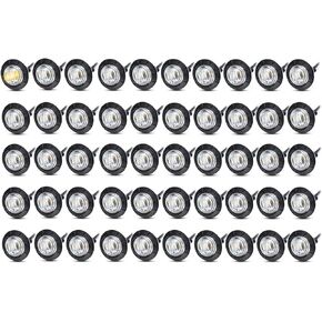 Meerkatt (Pack of 50) Mini Round 3/4 Inch Clear Lens Amber LED Button Universal Side Marker Clearance Lights Fits for Truck Trailer Bus Lorry Pickup 12V DC w/Grommets