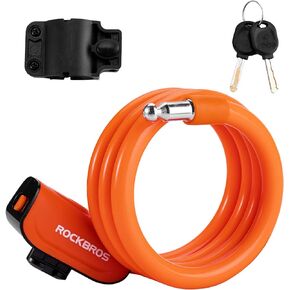 ROCKBROS Bike Lock Cable 4 Feet Bicycle Cable Lock with Mounting Bracket 2 Secure Keys 1/2 Inch Diameter