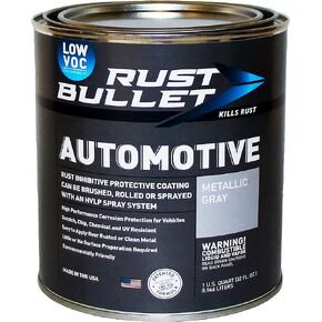 RUST BULLET Automotive Low VOC - Rust Preventive Protective Coating UV Resistant - No Topcoat Needed - Metallic Gray, Quart