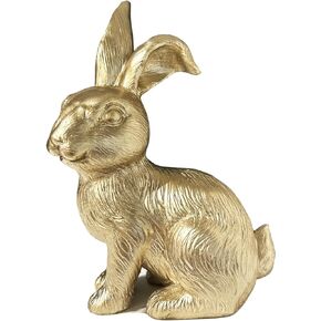 Brass Gold Bunny Figurine Easter Decor, Easter Spring Decoration Gold Bunnies Rabbit Statue Figurine, 6.75" Decorative Easter Bunny Statue, Modern Vintage Bunny Ornament for Easter Centerpiece, Gift