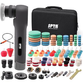 Cordless Mini Polisher, SPTA 12V Cordless Polisher for Detailed Polishing, Cordless Car Buffer Polisher, RO&DA Buffer Polisher with Mini Polishing Pads and Wool Pads for Polishing, Sanding, Cleaning